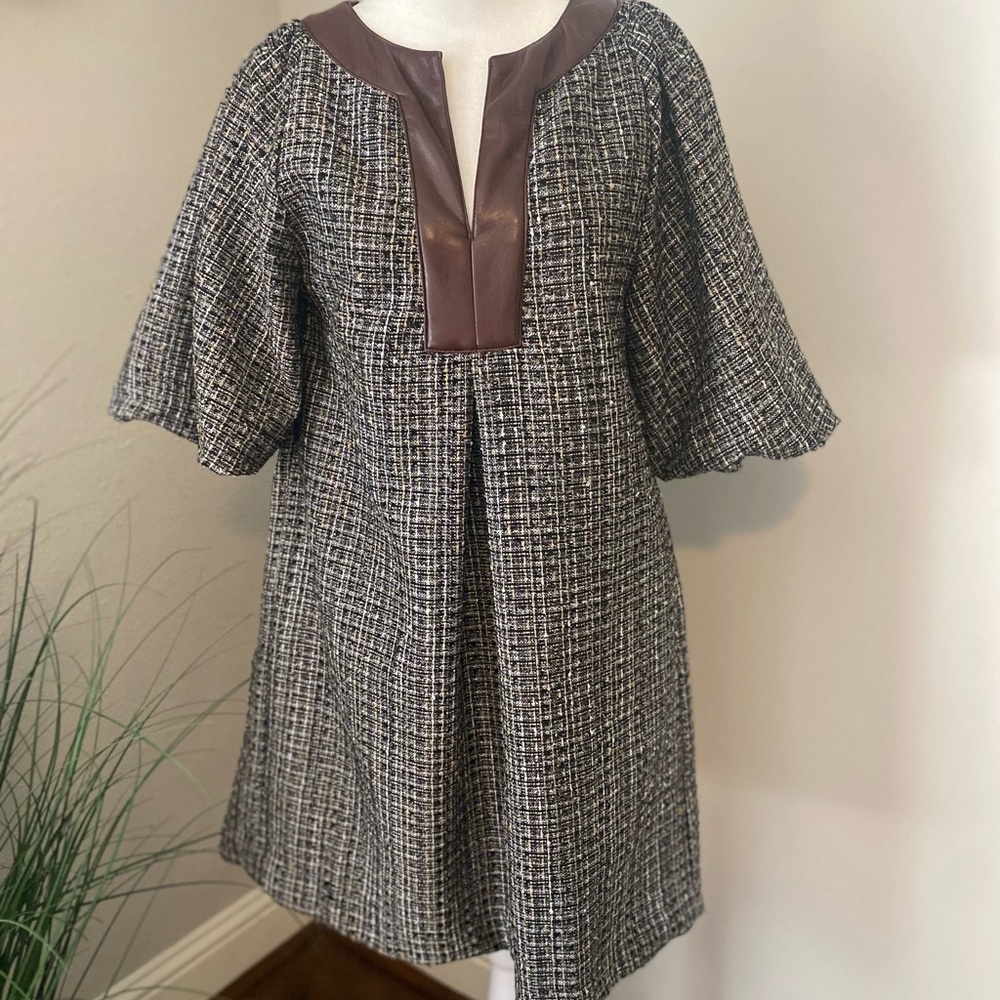 THML Brown Leather Accent Dress